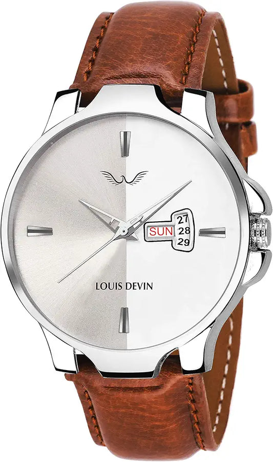 LOUIS DEVIN WT030 Leather Strap Analog Wrist Watch for Men